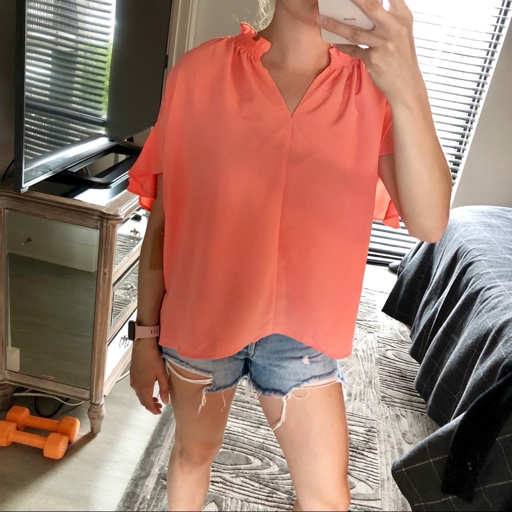 RACHEL Rachel Roy Grapefruit Cold Shoulder Top S